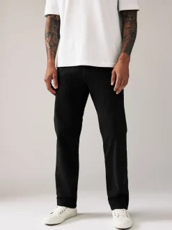 Black Relaxed Fit Stretch Chinos Trousers