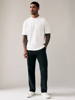 Black Relaxed Fit Stretch Chinos Trousers