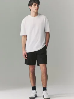 Black Relaxed Fit Stretch Chinos Shorts