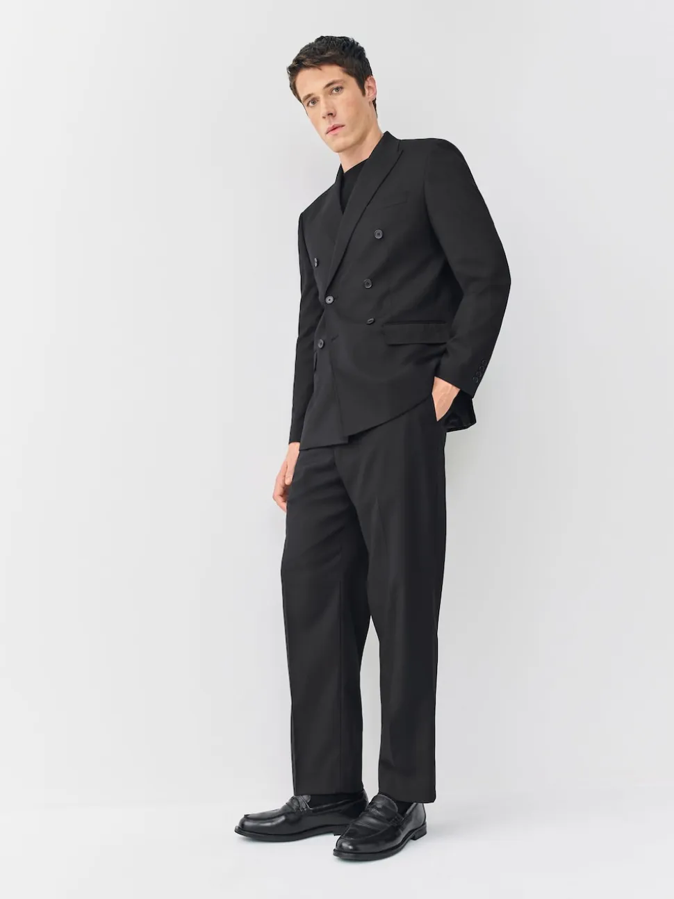Black Relaxed Fit Tuxedo Trousers