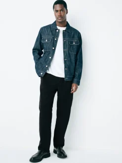 Black Relaxed Tapered Fit Twin Pleated Stretch Chinos Trousers