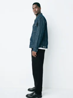 Black Relaxed Tapered Fit Twin Pleated Stretch Chinos Trousers
