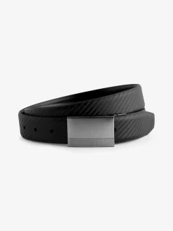 Black Reversible Print Smooth Leather Belt