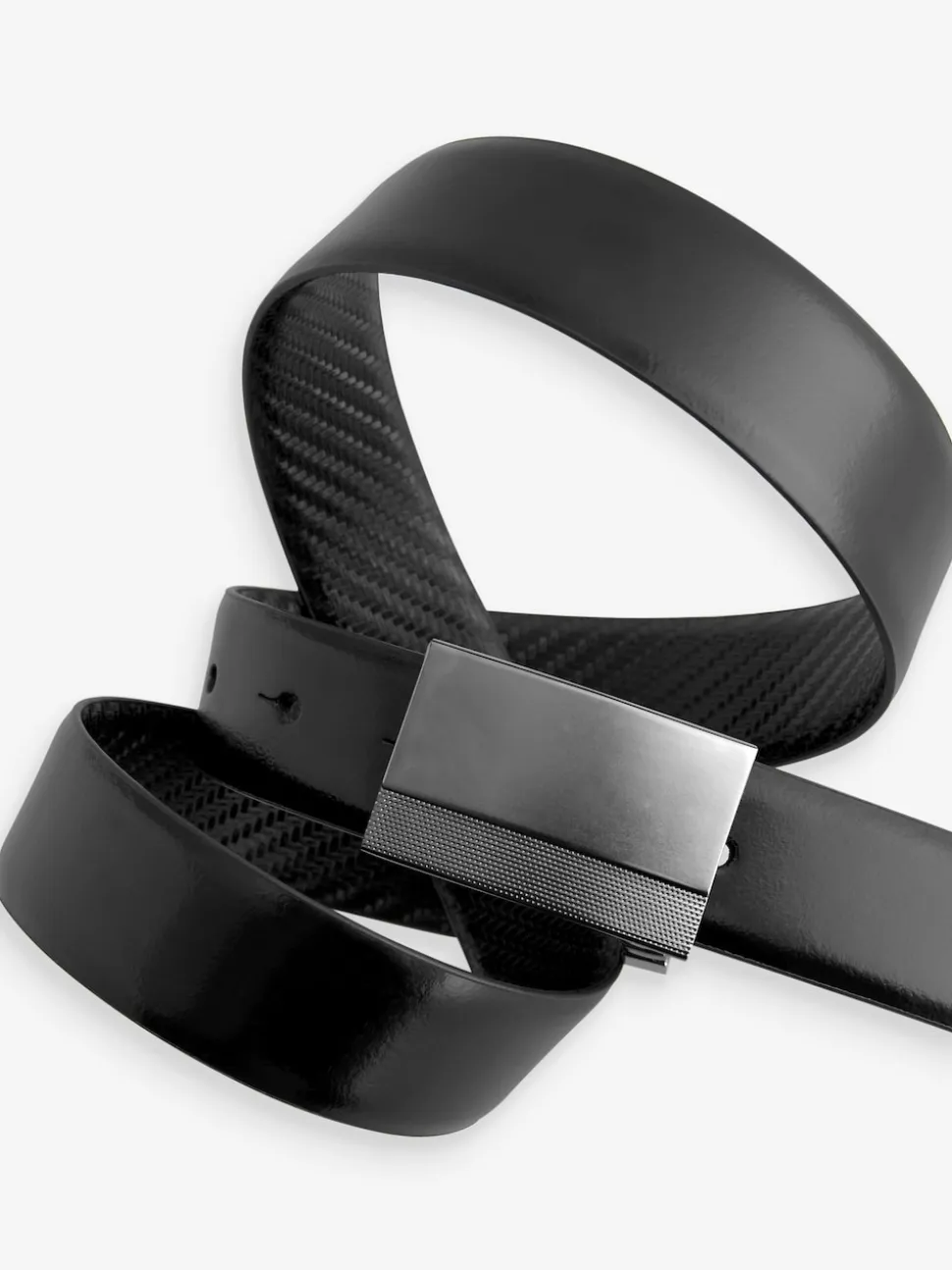Black Reversible Print Smooth Leather Belt