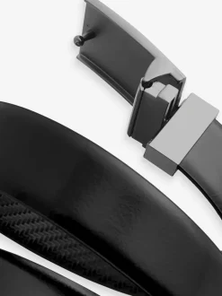 Black Reversible Print Smooth Leather Belt