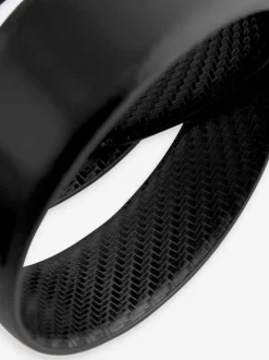 Black Reversible Print Smooth Leather Belt