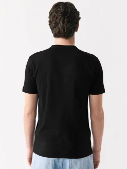 Black Ribbed Short Sleeve Crew T-Shirt