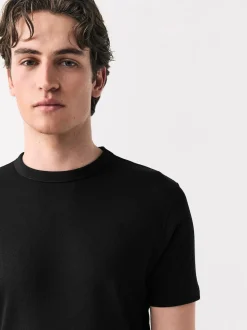 Black Ribbed Short Sleeve Crew T-Shirt