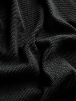 Black Ribbed Short Sleeve Crew T-Shirt