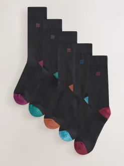 Black Rich Heel Cushioned Sole Comfort Socks