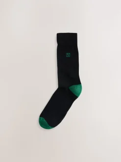 Black Rich Heel Striped Cushioned Sole Comfort Socks 10 Pack