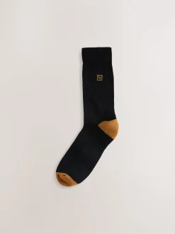 Black Rich Heel Striped Cushioned Sole Comfort Socks 10 Pack
