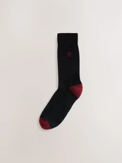 Black Rich Heel Striped Cushioned Sole Comfort Socks 10 Pack