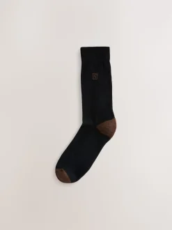 Black Rich Heel Striped Cushioned Sole Comfort Socks 10 Pack