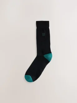 Black Rich Heel Striped Cushioned Sole Comfort Socks 10 Pack