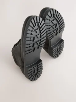 Black Rugged Leather Ankle Boots