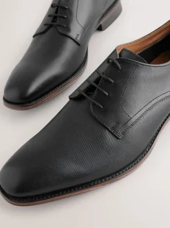 Black Saffiano Leather Derby Shoes
