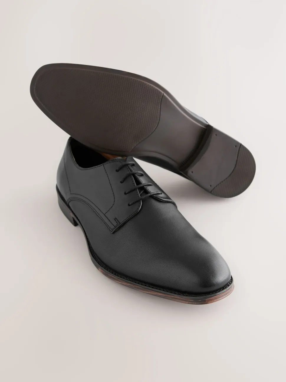 Black Saffiano Leather Derby Shoes