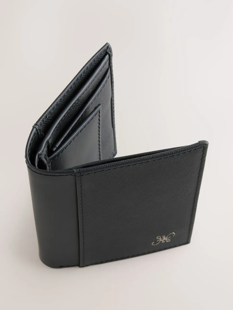 Black Saffiano Leather Swirly N Bifold Wallet