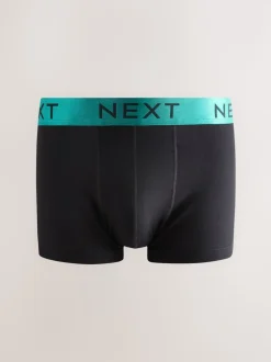 Black Shiny Colour Waistbands 10 pack Cotton Rich Blend Hipsters Boxers
