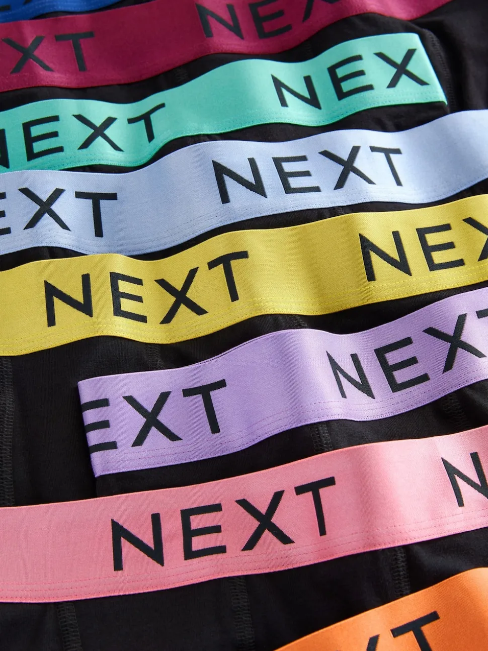 Black Shiny Colour Waistbands 10 pack Cotton Rich Blend Hipsters Boxers