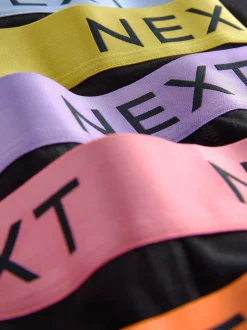 Black Shiny Colour Waistbands 10 pack Cotton Rich Blend Hipsters Boxers