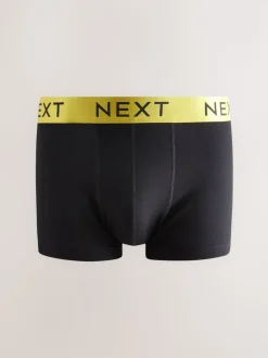Black Shiny Colour Waistbands 10 pack Cotton Rich Blend Hipsters Boxers