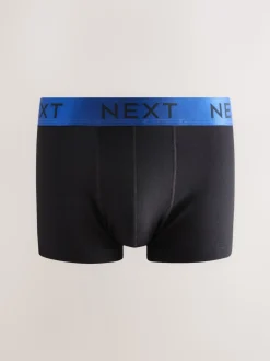 Black Shiny Colour Waistbands 10 pack Cotton Rich Blend Hipsters Boxers