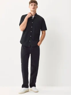 Black Short Sleeve Oxford Shirt