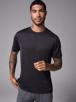 Black Short Sleeve Tee Active Gym Training Top