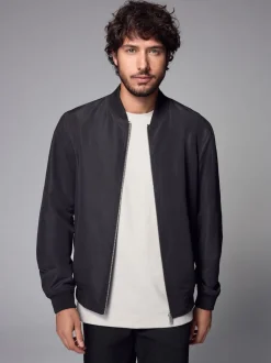 Black Shower Resistant Bomber Jacket