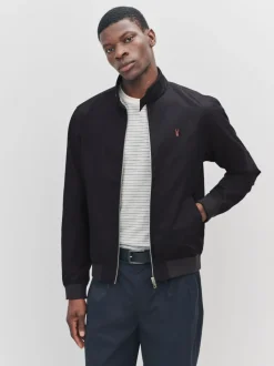 Black Shower Resistant Check Lining Harrington Jacket