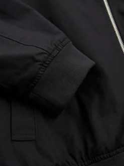 Black Shower Resistant Check Lining Harrington Jacket