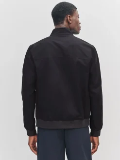 Black Shower Resistant Check Lining Harrington Jacket