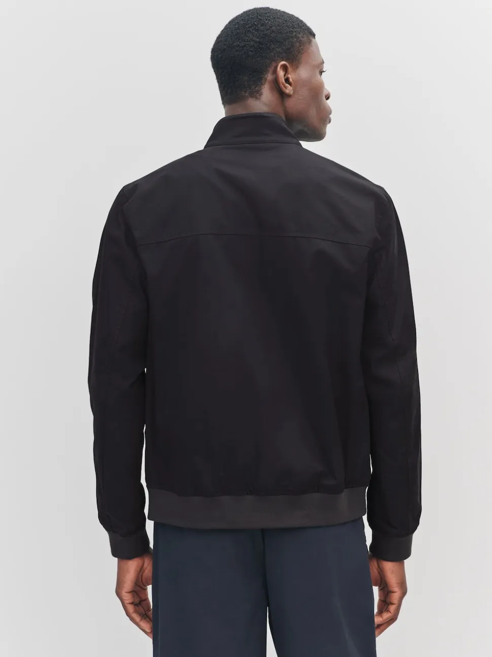 Black Shower Resistant Check Lining Harrington Jacket