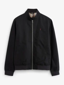 Black Shower Resistant Check Lining Harrington Jacket
