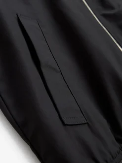 Black Shower Resistant Check Lining Harrington Jacket