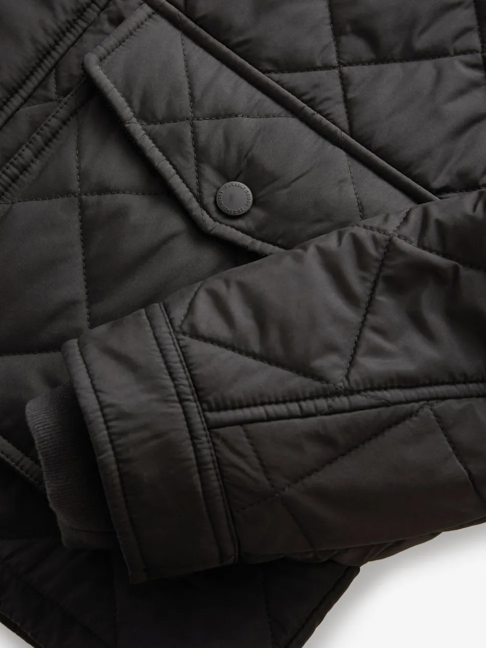 Black Shower Resistant Diamond Quilt Corduroy Collared Jacket