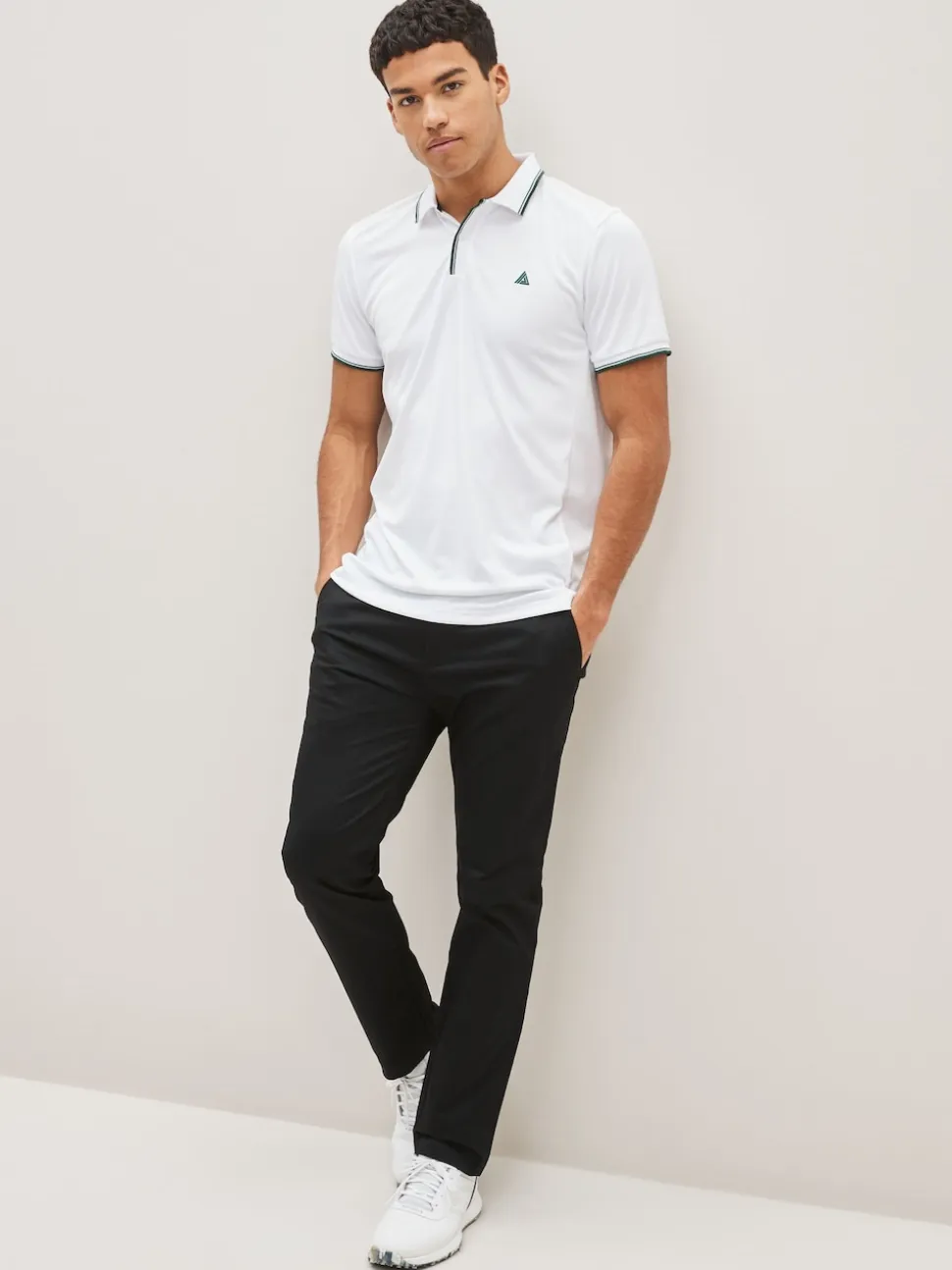 Black Shower Resistant Golf Stretch Chino Trousers