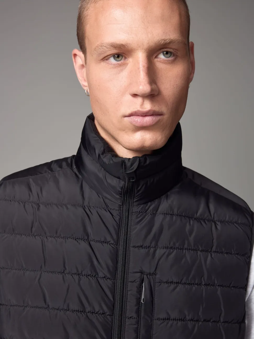 Black Shower Resistant Lightweight Puffer Gilet
