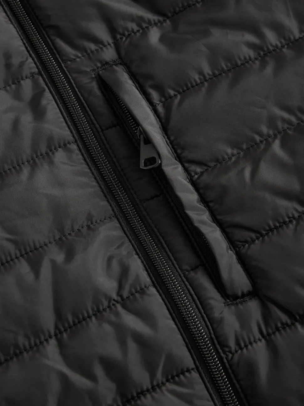 Black Shower Resistant Lightweight Hooded Puffer Coat Jacket