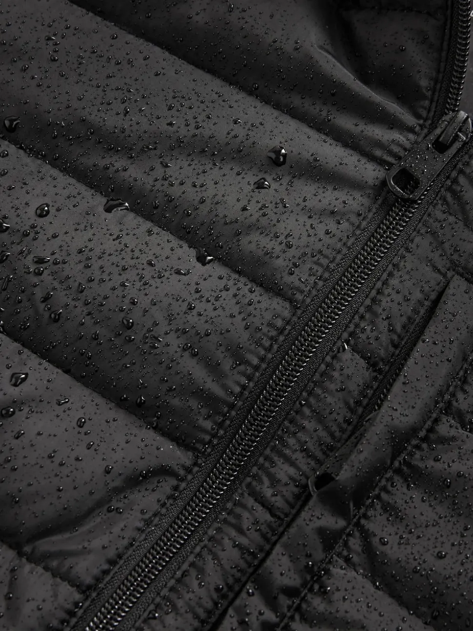 Black Shower Resistant Lightweight Hooded Puffer Coat Jacket