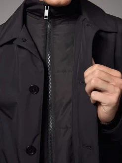 Black Shower Resistant Padded Funnel Neck Coat