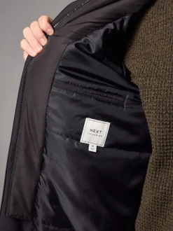 Black Shower Resistant Padded Funnel Neck Coat