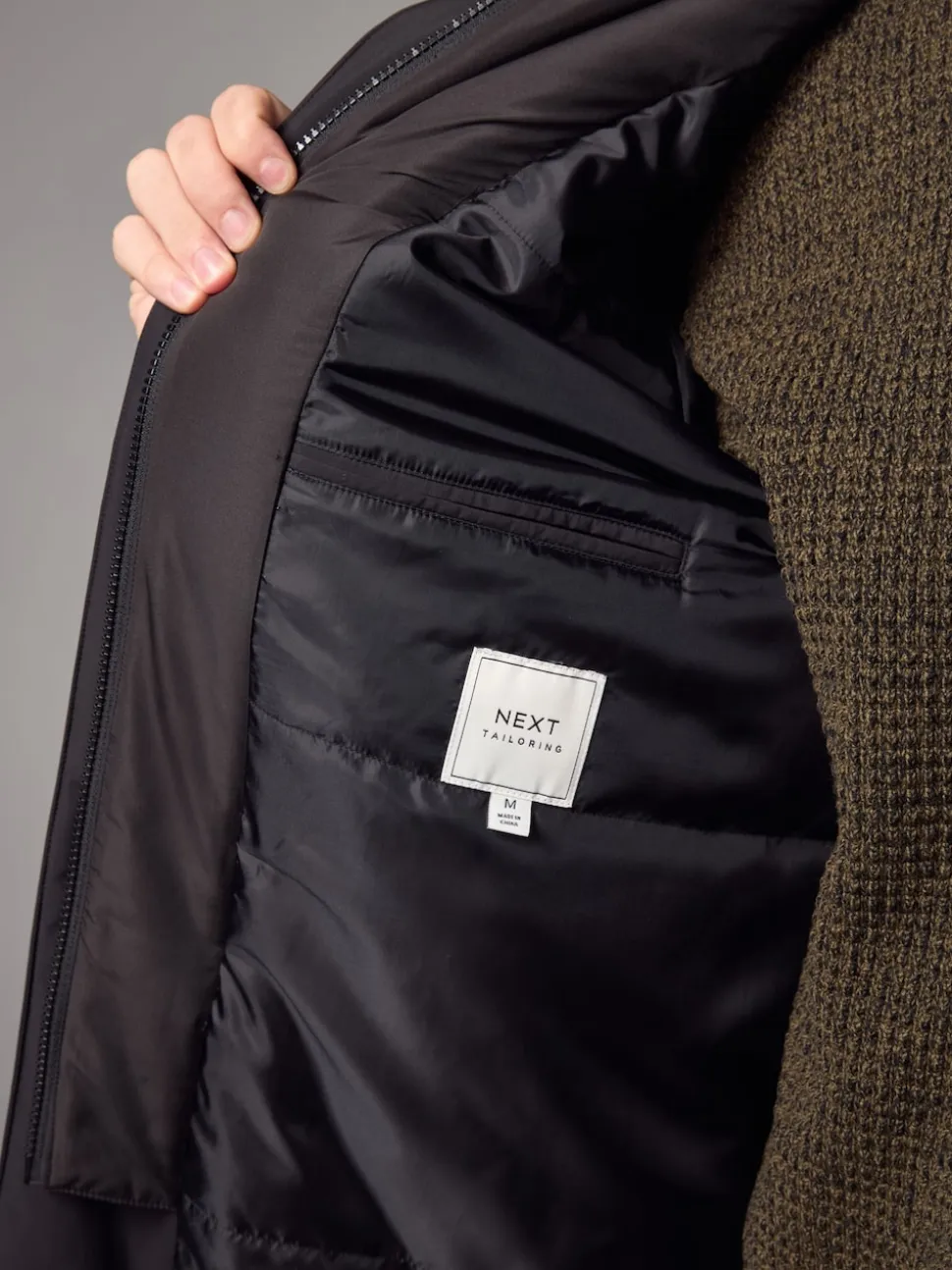 Black Shower Resistant Padded Funnel Neck Coat