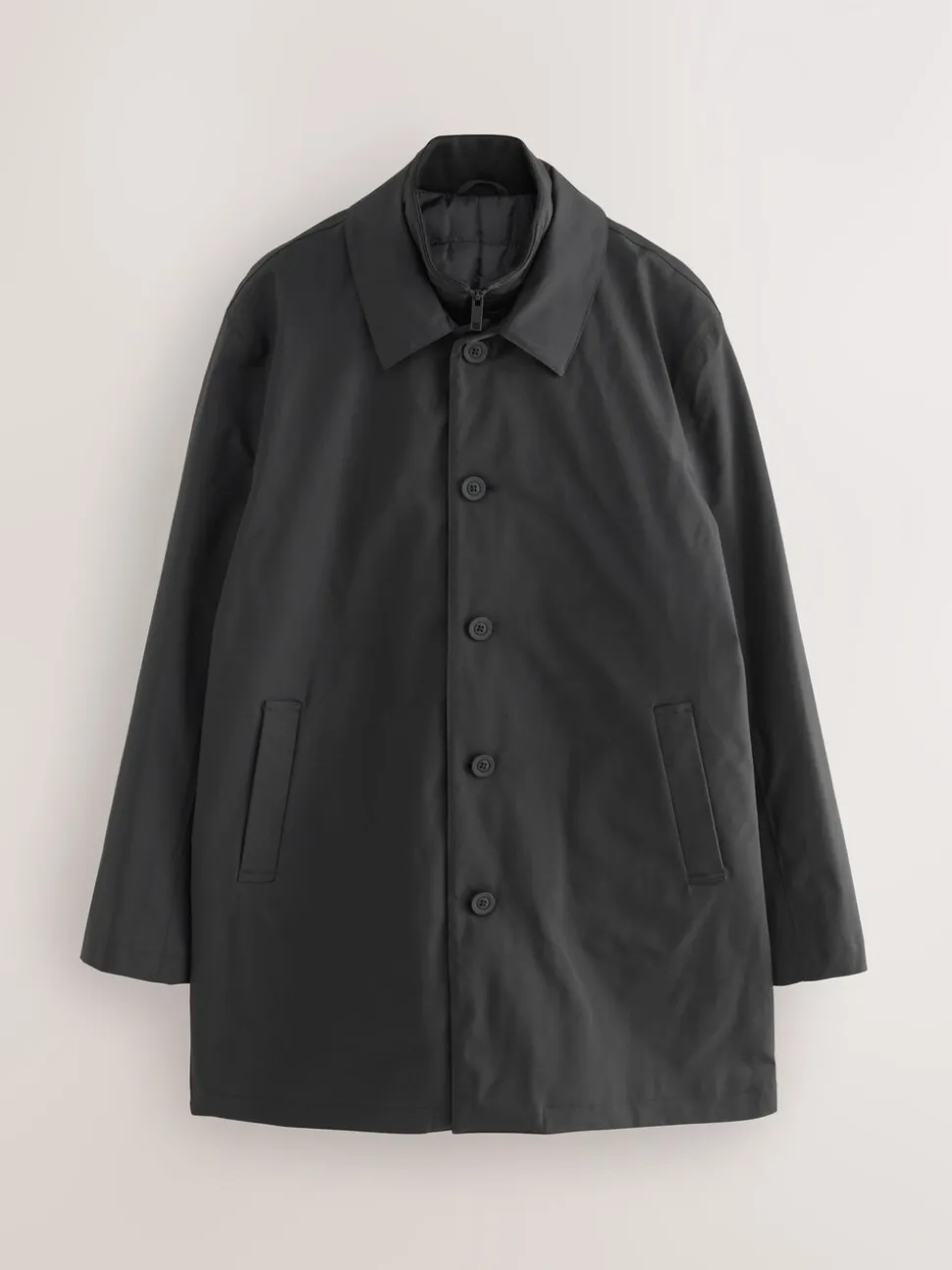 Black Shower Resistant Padded Funnel Neck Coat