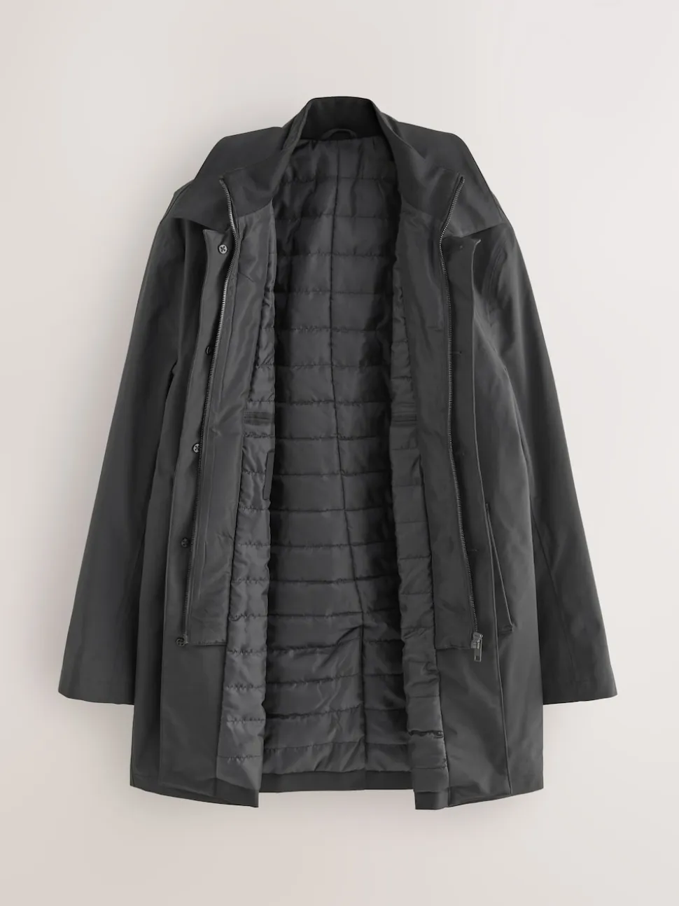 Black Shower Resistant Padded Funnel Neck Coat