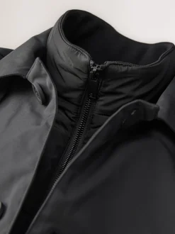 Black Shower Resistant Padded Funnel Neck Coat