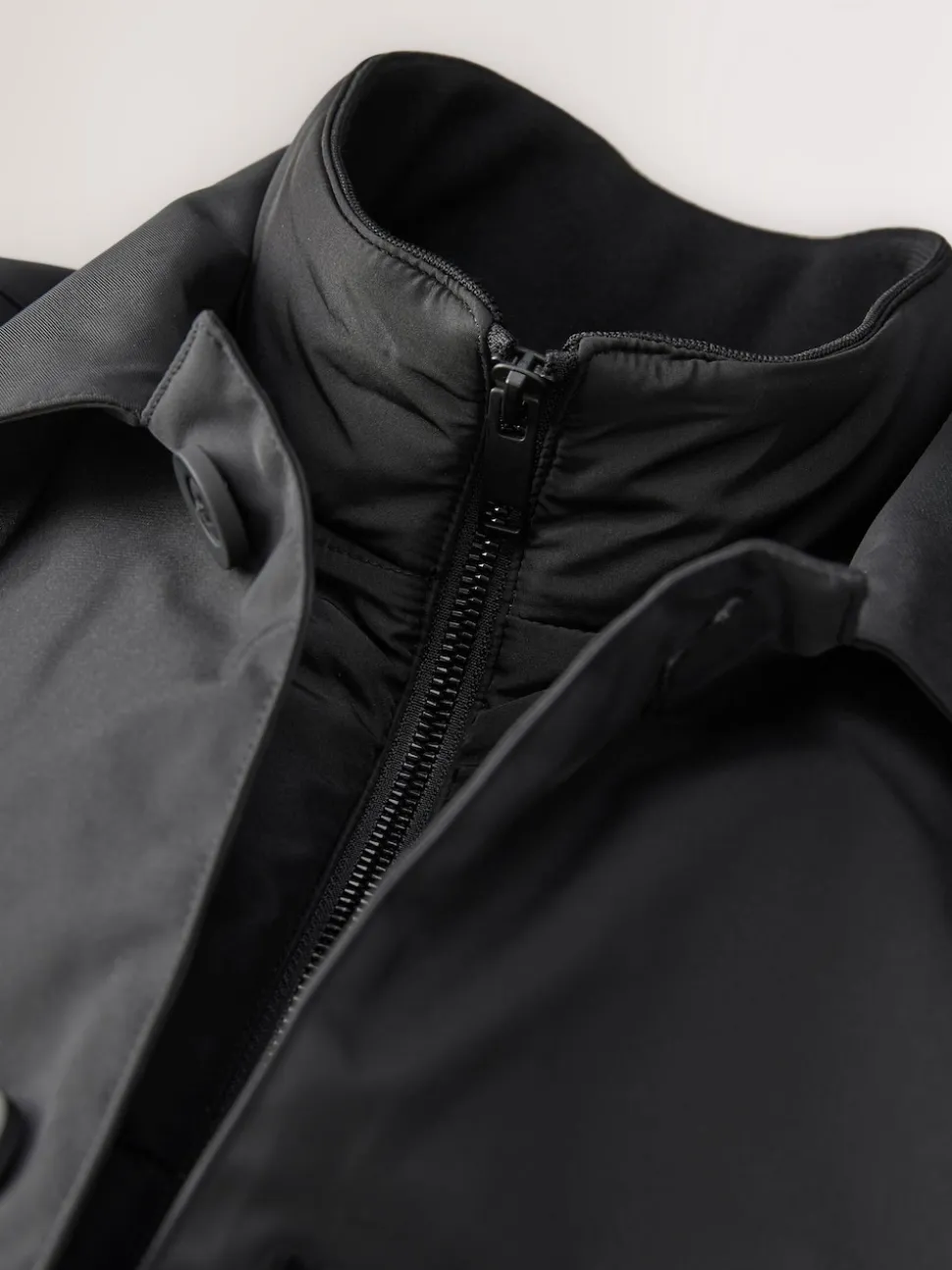 Black Shower Resistant Padded Funnel Neck Coat