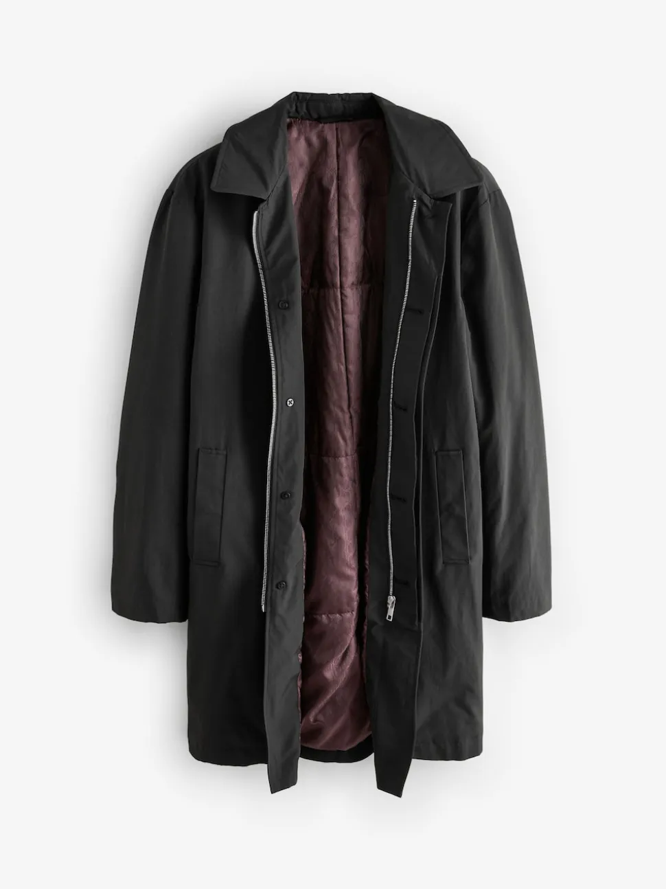 Black Shower Resistant Padded Trench Coat